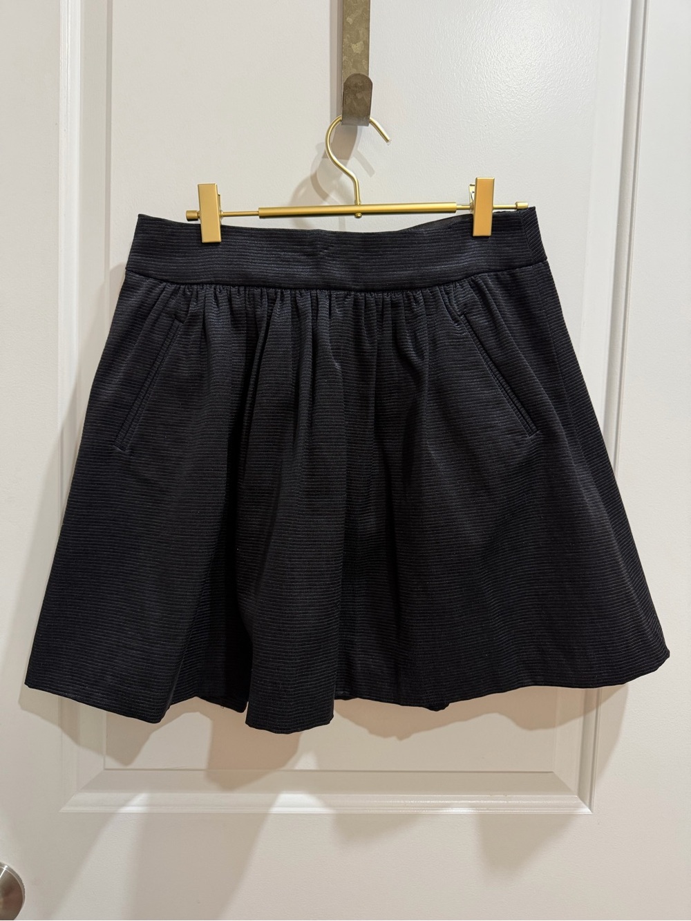 Banana Republic Black Pleated A-Line Short Skirt with pockets for Everyday wear